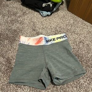 Nike Gray and Pink Athletic Shorts with Compression Fit